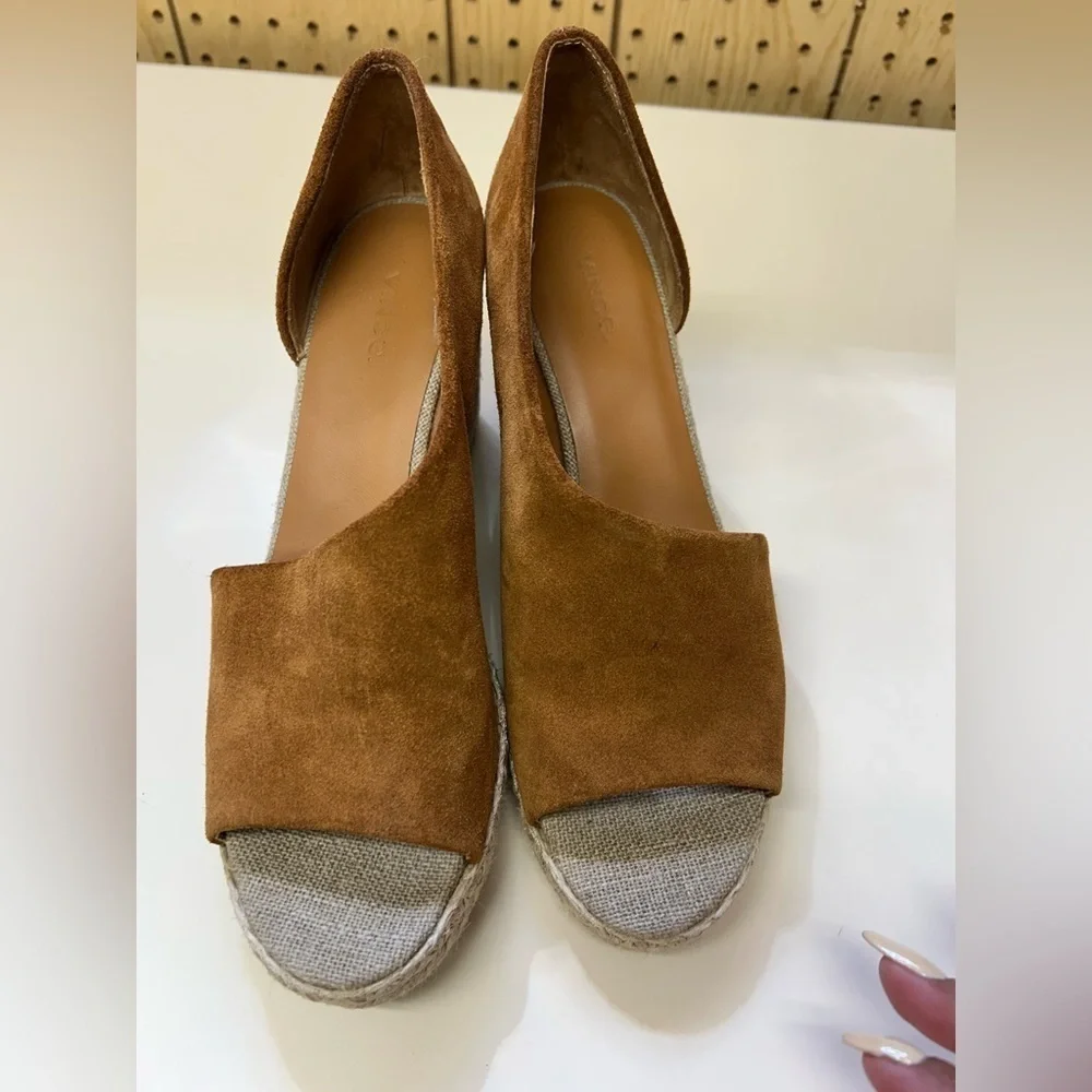 Vince Sonora Brown Suede Espadrille Wedges